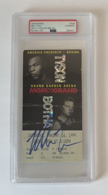 Mike Tyson Signed 1999 Ticket Stub vs Botha 5th Round TKO PSA Authentic