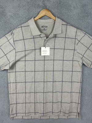 Arrow USA 1851 Polo Shirt Mens Extra Large Gray Windowpane Classic Brights Golf