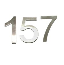 Stick-On House Numbers - No 157 - Stainless Steel - 10cm - Door, Fence, Gate