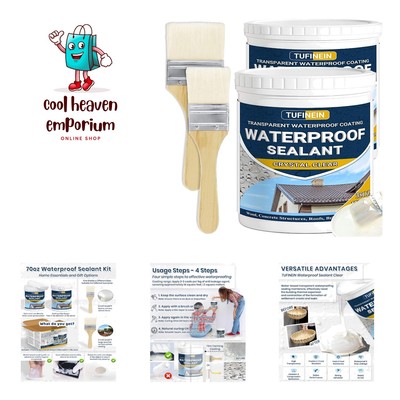 Waterproof Sealant 70oz Clear, Transparent Waterproof Coating Water-Based Inv...