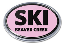 ski beaver creek pink chrome auto emblem decal usa made