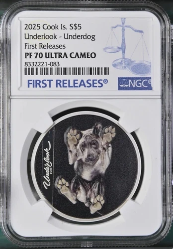 2025 Underlook: Under-Dog Cook Islands NGC PF70 FR UCam .999 Silver Mint 999!