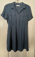 Urban Outfitters Button Up Blue Mini Dress Short Sleeves Collar - Size Small