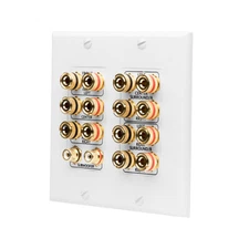 7.1 Home Theater Decora Wall Plate 2 Gang Banana Post for 7 Speakers + Sub Out