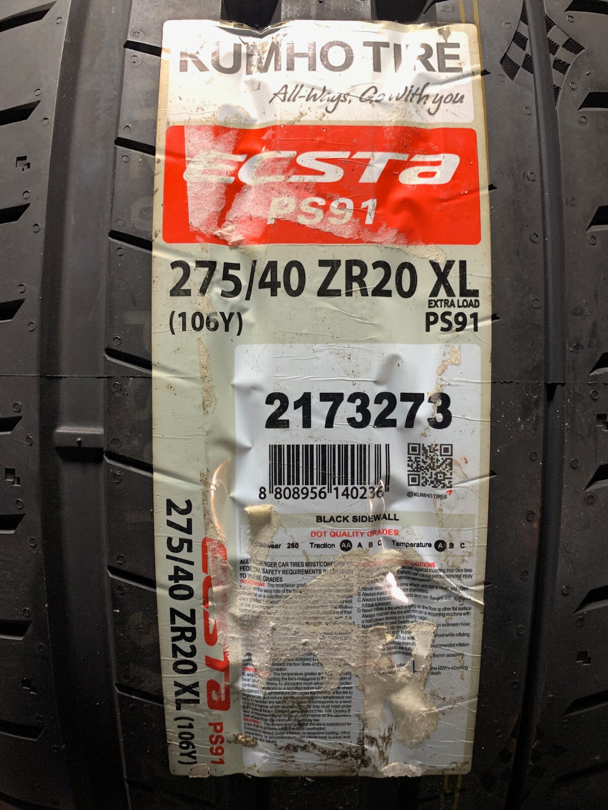 1 New 275 40 20 Kumho Ecsta PS91 Tire eBay
