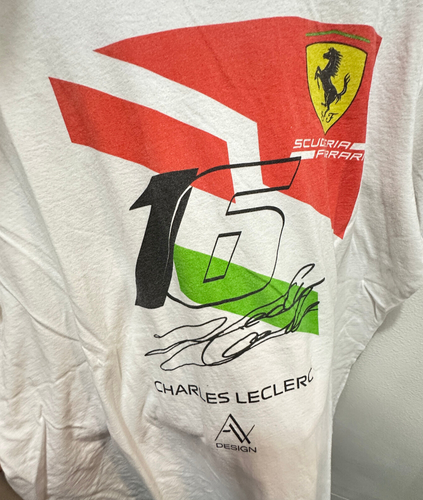 Scuderia Ferrari F1 Men's Charles Leclerc #16 Driver T-Shirt-White Size XL - Picture 2 of 4