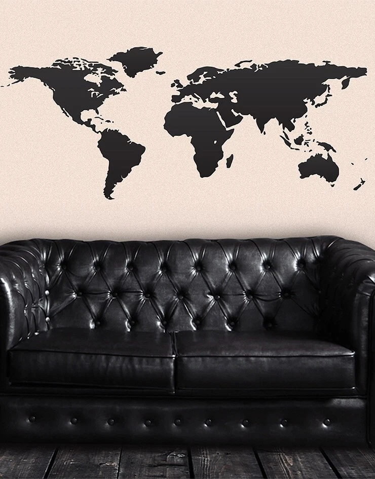 World Map Wall Decal Sticker. Bedroom Map Decor. Office Wall Map Sticker. - Image 3 of 4