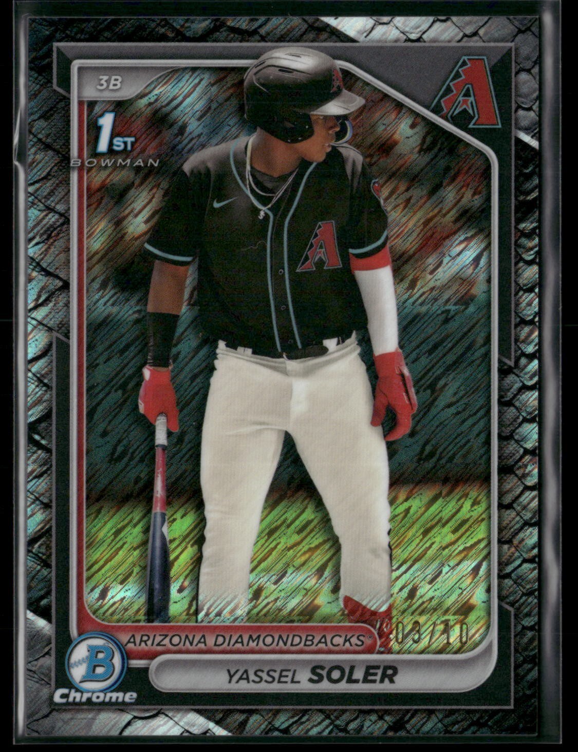 2024 Bowman Chrome YASSEL SOLER /10 Black Reptilian Refractor 1st D-Backs! 1195