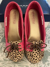 SPERRY TOP-SIDER GIRL'S AUDREY LEOPARD / PINK, SIZE YOUTH GIRLS M YG50770 Pre-ow