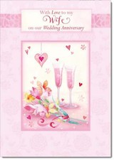 Doodlecards Wife Wedding Anniversary Card Flower Bouquet