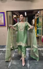 Presenting New Heavy Chinnon Silk Top And Bottom With Dupatta For Reception Wear