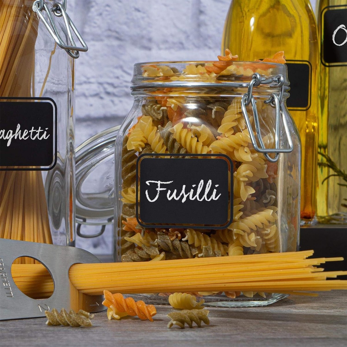 Bormioli Rocco Fido Square Clear Jar With Chalkboard Label - 33.75 Oz, Airtight Lid, Made In Italy