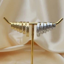 8-20mm Woman 14K Gold Plated Texture Round Huggie Hoop Earring