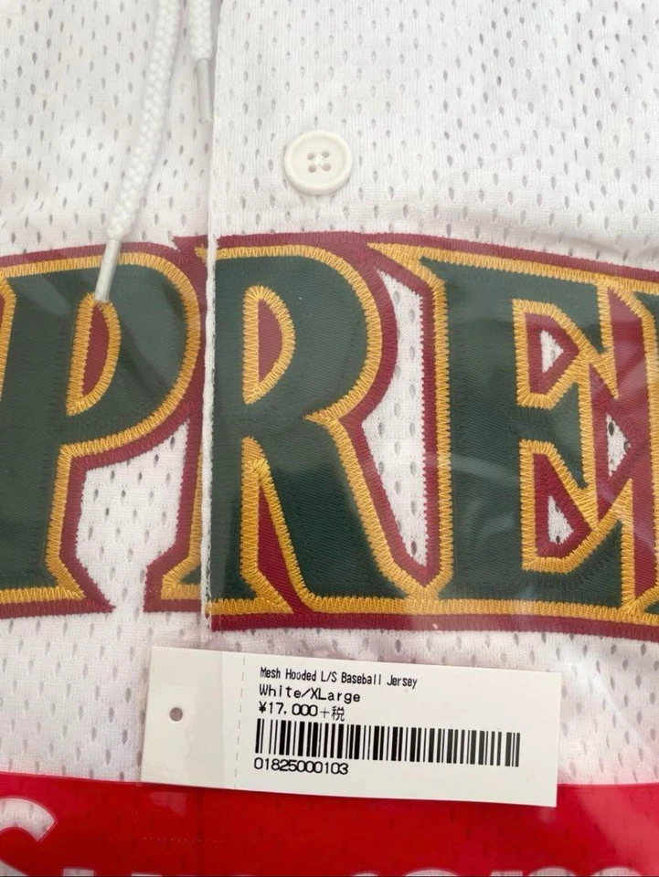 Camiseta de béisbol 20SS Supreme Mesh con capucha L/S blanca XL Foto 4 de 4