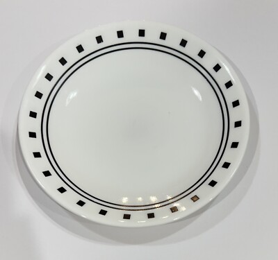 Corelle CITY BLOCK BLACK WHITE Set Of Two Dessert Bread Plates 6 3/4 