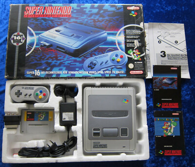 Super Nintendo Spiele Konsole mit Mario World Spiel inkl. OVP + Anl., SNES
