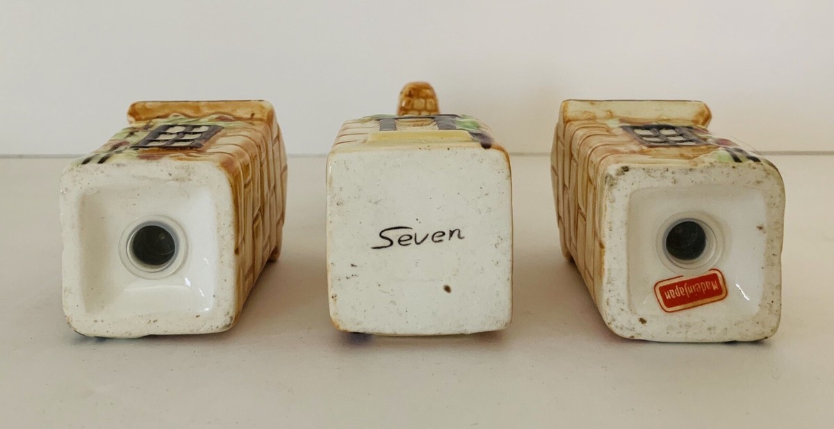 ダヤン　ソルト&ペーパー VTG Seven Japan Ceramic Cottages Condiment Salt Pepper Set 3