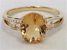 2.3 Cts Natural Citrine Diamond Gold Plated Silver Woman Wedding Ring