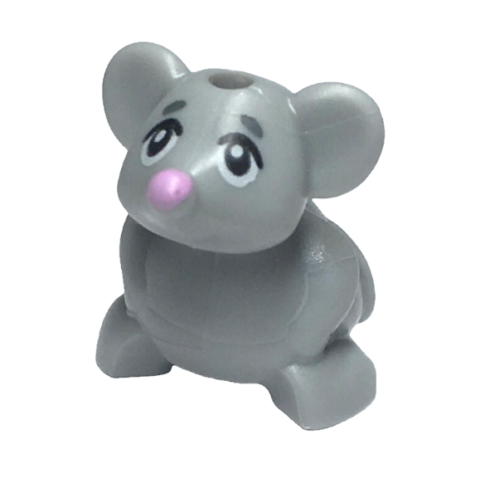 LEGO gray Mouse Hamster Disney Animal with Pink Nose Minifigure - Afbeelding 1 van 2
