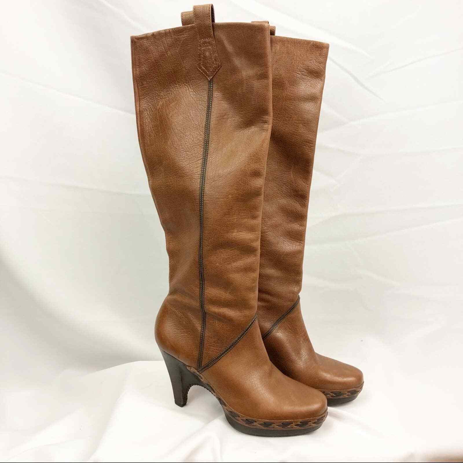 COLE HAAN Kenna Tall Leather Whip Stitch Boots 7 - Gem