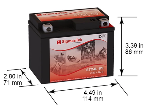 SigmasTek STX4L-BS SLA Batería de repuesto para Kawasaki Z125 PRO 125CC 2017-2022 Foto 2 de 2