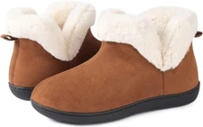Women's Fuzzy Bootie Slippers Cozy Memory Foam Ladies Indoor Outdoor House Shoes