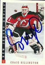 Craig Billington autographed Hockey Card (New Jersey Devils) 1993 Score #207