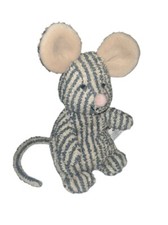 Russ Berrie Striped Gray Cream Mouse 7" Beanbag Plush Terry Cloth Vtg Buddies