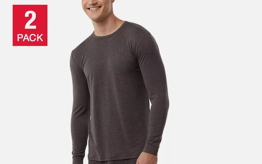 32 Degrees Heat Men's Thermal Top 2-pack Charcoal Gray Heat Retention Free Ship