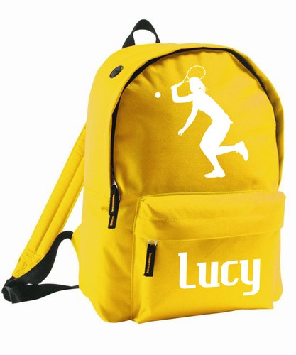 Kids Bag Personalised Backpack Rucksack Add Name Boys Girls Tennis Player Sport - Picture 9 of 12