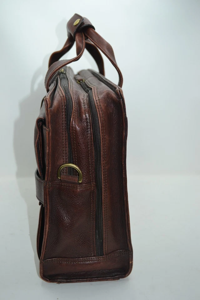Dr. Maletín Bolso Mensajero Marrón Bolso de Mano Cuero Cremallera Bolsillo Asa Maletín Foto 4 de 4