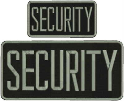 SECURITY EMBROIDERY PATCH 5X11 AND 3X6 HOOK ON BACK BLK/GRAY | eBay