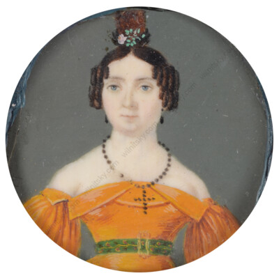 Portrait of a lady in orange dress", German miniature, 1825/30 | eBay
