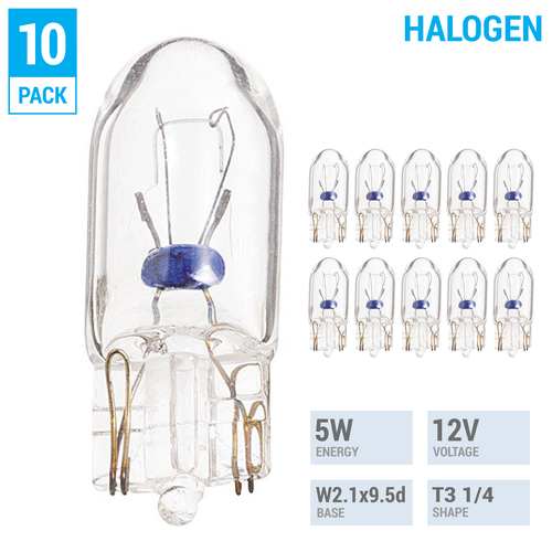 Satco S6975 7.5W 24V T3.25 Clear Wedge Base Xenon Miniature Lamps – 10-Pack, 10000-Hour Rated Life, W2.1x9.5d Base