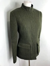 BNWT Holland & Holland High Collar jacket 10 NEW green black tweed fitted blazer