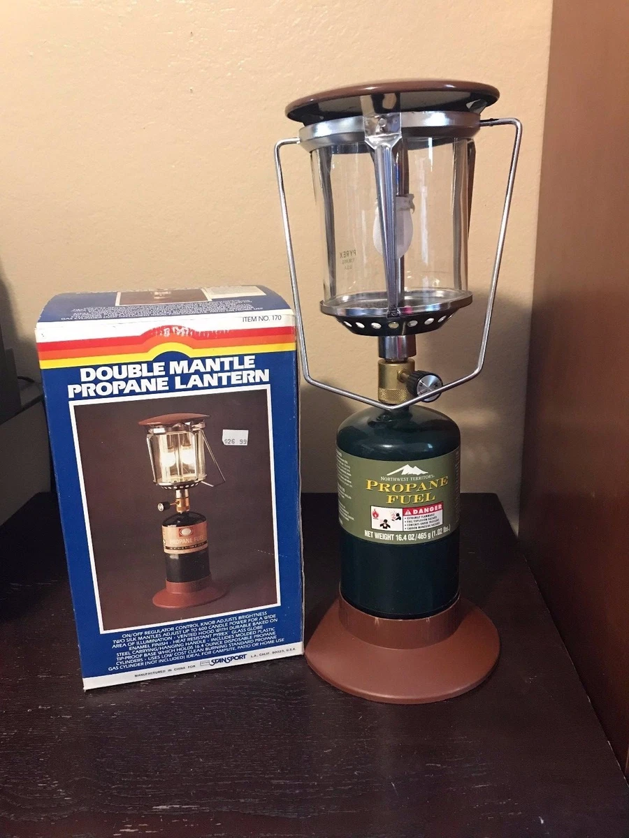 STANSPORT PROPANE LANTERN DOUBLE MANTLE Pyrex Globe