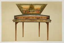 Dulcimer  Musical Instrument Chromolithograph 1888
