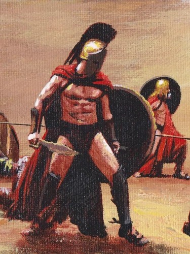 Oil Painting Handmade Arseni ~ 300 SPARTANS 6" X 4" NO FRAME USA - Picture 5 of 11