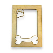 Dog Bone and Paw 5X7 Photo Frame Insert - Baltic Birch