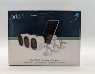 Arlo VMK4360P-1SCNAS Pro 5S 2K Spotlight Camera, 3 Cameras & 1 Solar Panel,