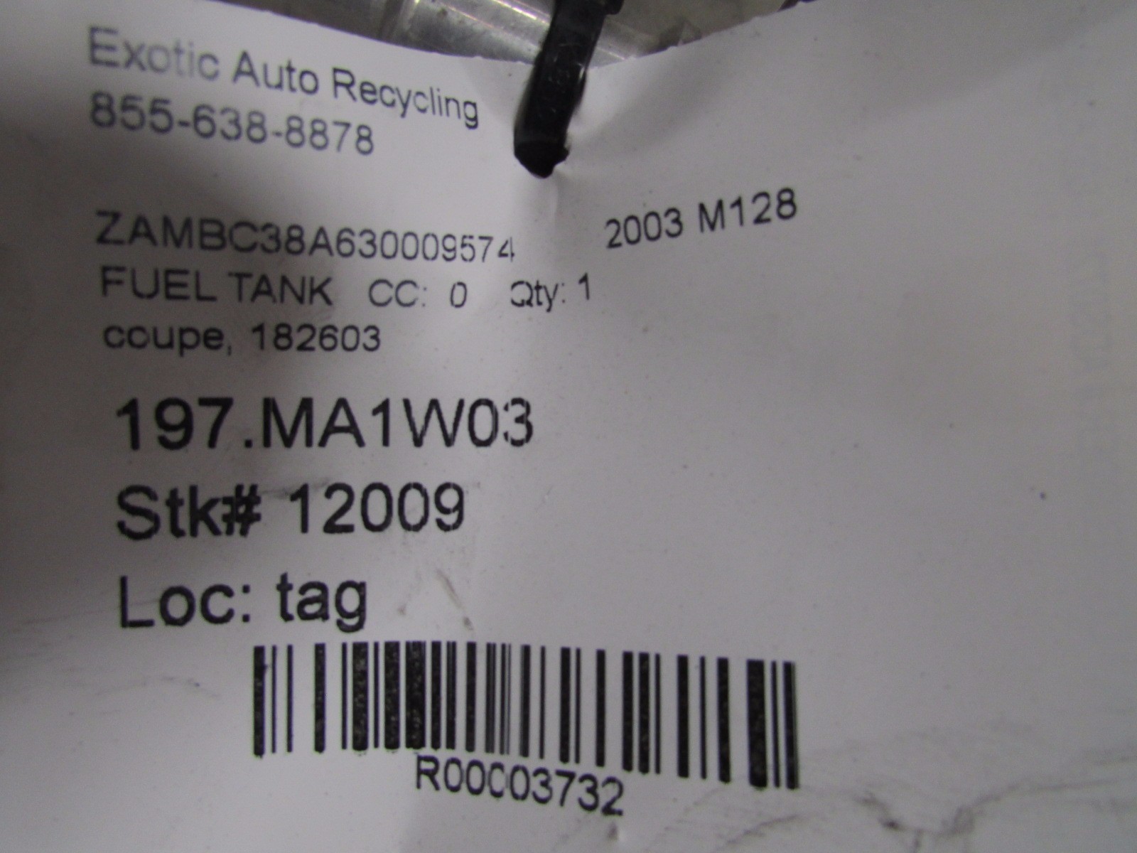 Maserati Coupe Fuel Tank, Gas Tank, Used P/N 182603