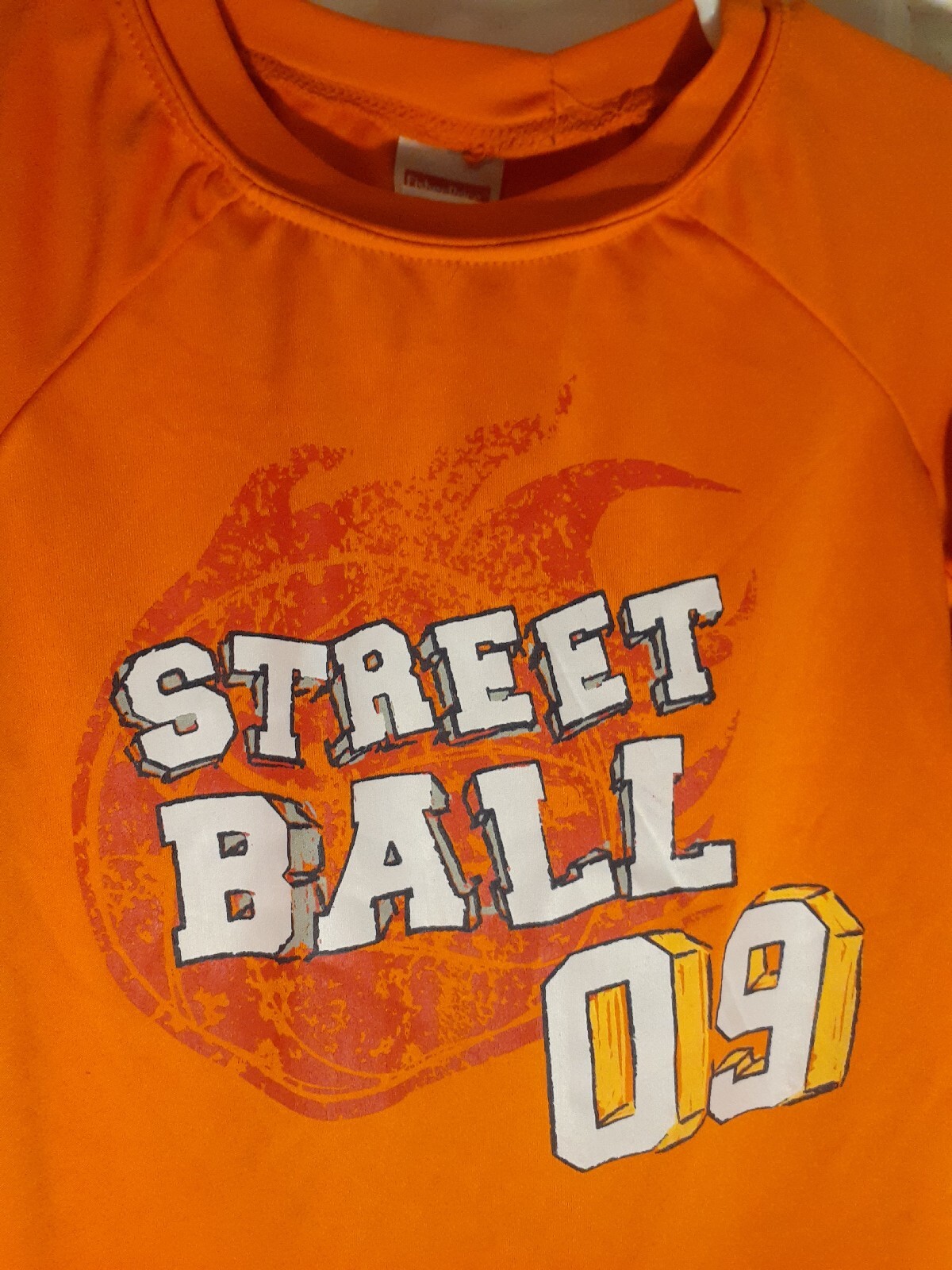 Fisher Price toddler boys orange shirt Street Ball 09 black sleeves