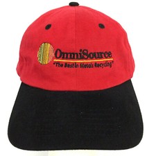 Vtg OmniSource Metals Recycling Cap Spell Out Script Logo Trucker Baseball Hat