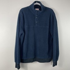J Crew Sweater Sherpa Fleece 1/4 Button Blue Men's Large B2