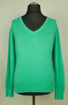 Pull Femme GANT Col En V - Taille S - Rose - Tricot Coton