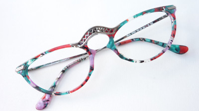 Brille Gestell Rarität bunt frech Robert Rüdger 0790 Cateye hochwertig Grösse M