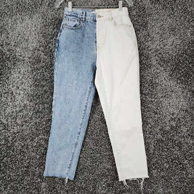 Pacsun Womens Straight High Rise Blue White Jeans Size 27