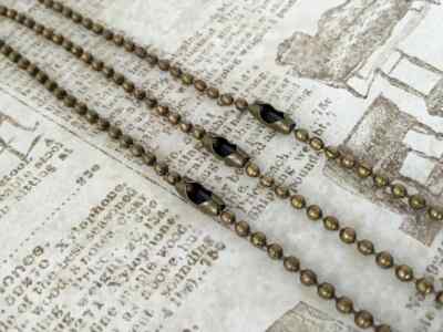 3 Ready Made Bronze Ball Necklace Chains, 2.4 mm Wide 29 Inches length Supplies