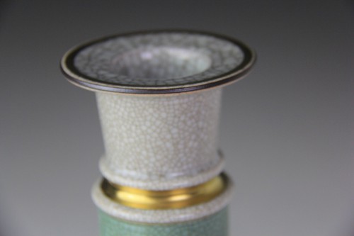 VTG Royal Copenhagen Thorkild Olsen Green Gray Crackle Glaze Candle Holder RARE! - Picture 5 of 16