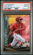 2017 Bowman Scouts' Top 100 #BTP60 Juan Soto Gold Refractor Rookie RC /50 PSA 10